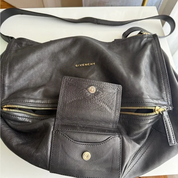 Givenchy Black Aged Leather Pandora Large Satchel Handbag Gold HW - Picture 4 of 16